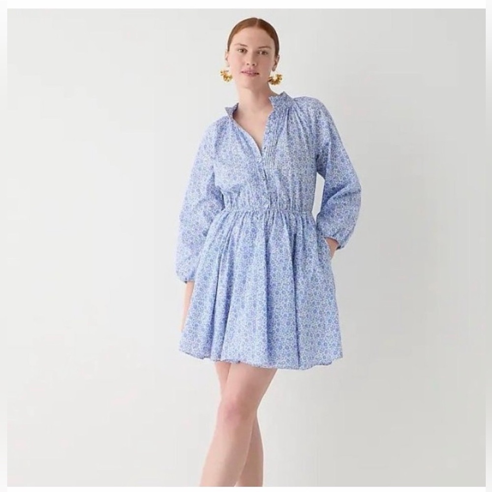 J.Crew Liberty Fabric Blue Floral Mini Dress XS
